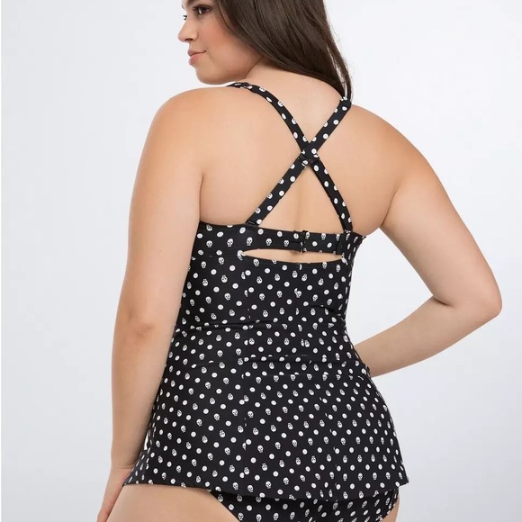 Torrid Black and White Polka Dot/ skull Women's Swimsuit - Picture 2 of 4